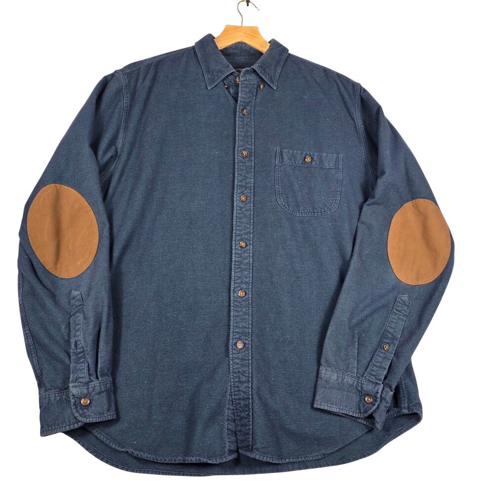 J. Crew Navy Flannel Button Down with Elbow Patch Shirt